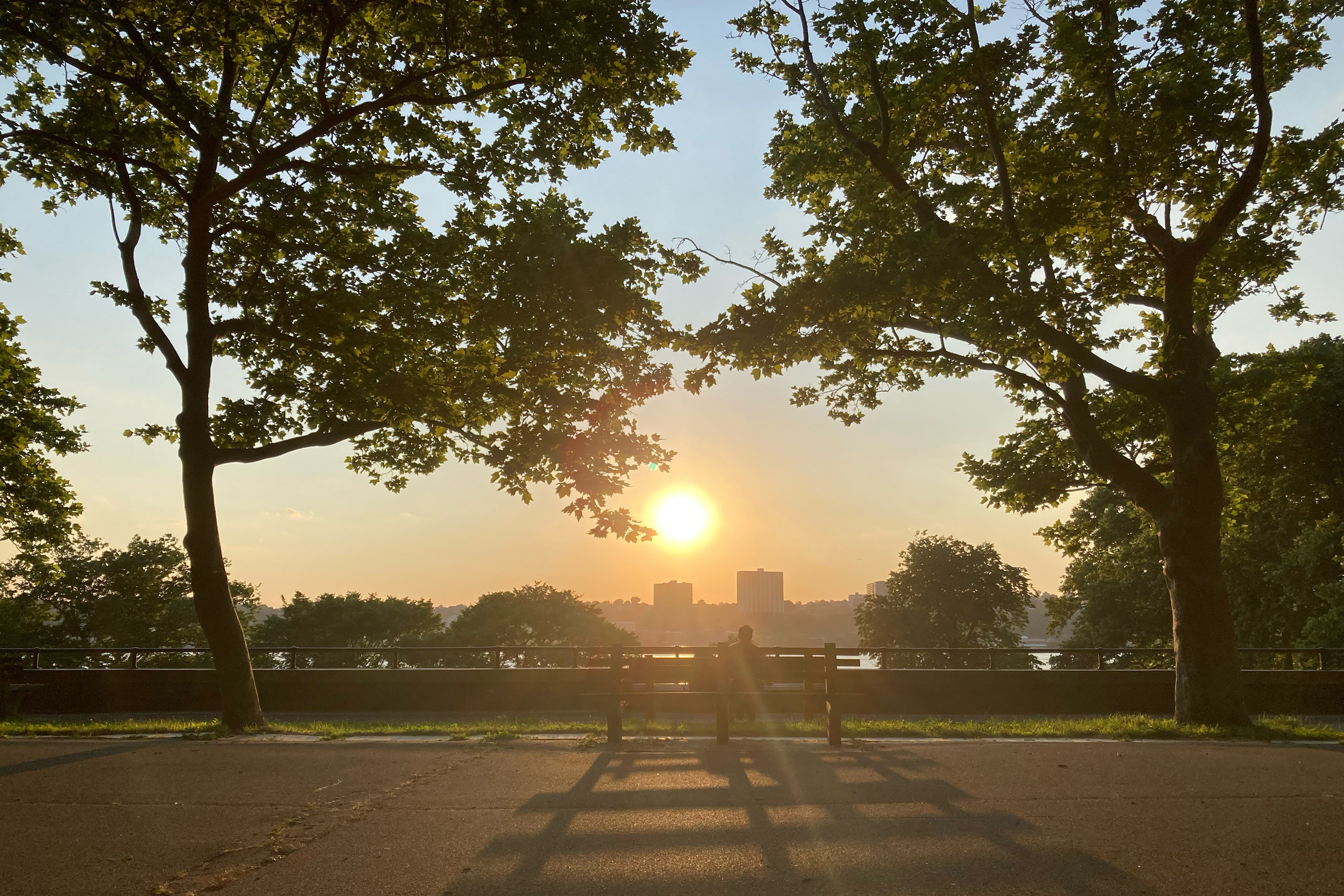 Una vista del Riverside Park al crepuscolo.  Credito: Lauren Dalban/Inside Climate News